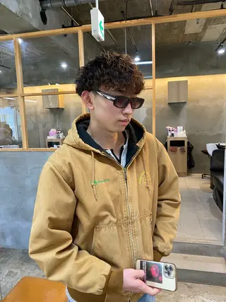 パーマ メンズ シミズ アスカのヘアスタイル