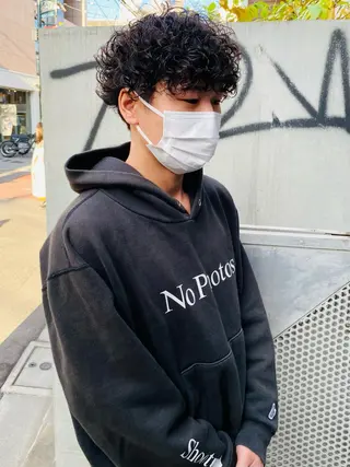 ショート パーマ メンズ 原宿↔︎浦和　美容師 折笠　亮のヘアスタイル