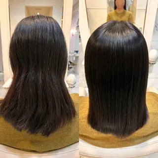 セミロング 生活が楽になる縮毛/ ブリーチなしレッドのヘアスタイル