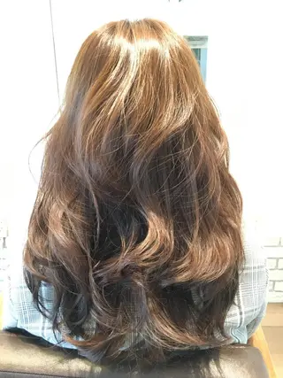 セミロング カラー パーマ BANDE 水崎 悟のヘアスタイル