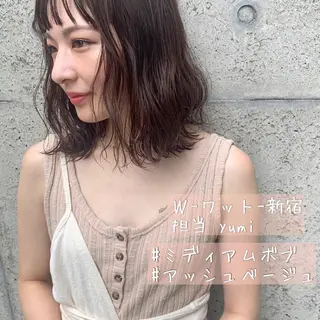 ミディアム カラー パーマ ヘアアレンジ メンズ キッズ ネイル マツエク・マツパ 新宿駅近♡友達とOK 🦋W -ワット -のヘアスタイル