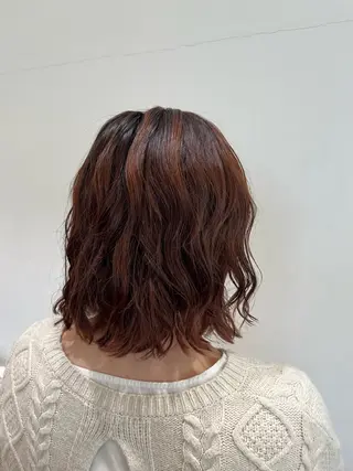 ミディアム パーマ 暖色カラー/ダブル カラー/名古屋/辻のヘアスタイル