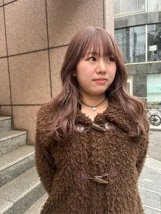 セミロング カラー じゅわっと暖色カラー 🍊Moemiのヘアスタイル