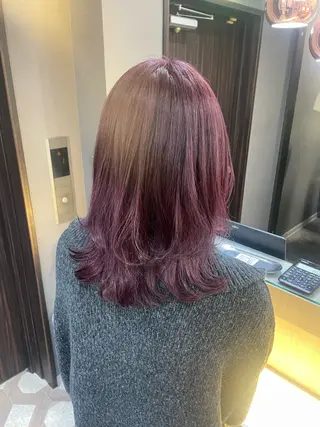 セミロング ブリーチなしWカラー ヘアセット菜希のヘアスタイル