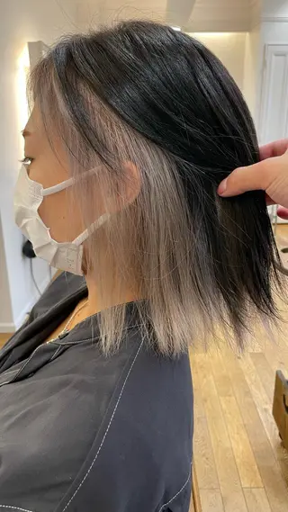 ミディアム ブリーチ毛矯正.髪質 改善.髪にドラマをのヘアスタイル