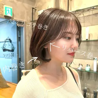 ミディアム カラー 縮毛矯正・似合わせ タナカ レイヤのヘアスタイル