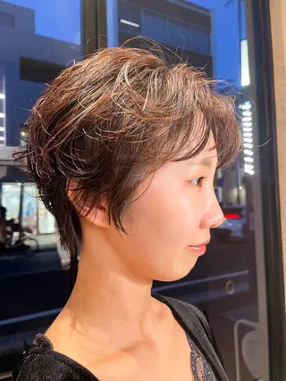 ショート パーマ くびれミディアム/似 合わせ/鎌倉/edAのヘアスタイル