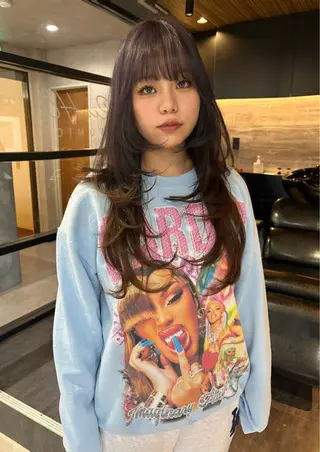 ロング レイヤーカット/韓国 /艶髪/ダブルカラーのヘアスタイル