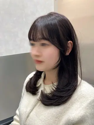セミロング カラー 💖ブリーチなし透明 感💖ASAHIのヘアスタイル