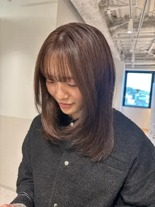 ミディアム カラー パーマ ヘアアレンジ 押切 響 のヘアスタイル