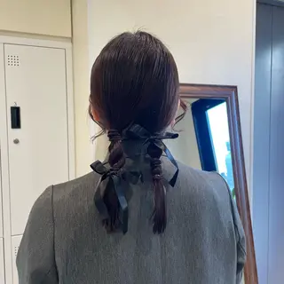 ヘアアレンジ 垢抜け小顔レイヤー オリーブ/スミレのヘアスタイル