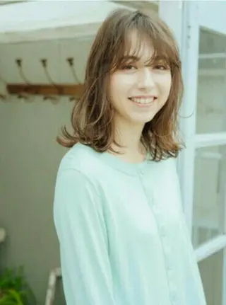 ミディアム カラー 酸性ストレート/ブリ ーチなしWカラー河本のヘアスタイル