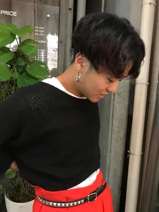 メンズ mana 暖色カラーカットのヘアスタイル