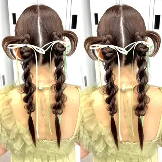 ロング ヘアアレンジ ヘアメ🎀推しカラー 🥣横浜/しほ🧸のヘアスタイル