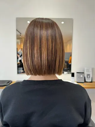 ミディアム カラー Runa/ボブ 髪質改善/縮毛矯正のヘアスタイル