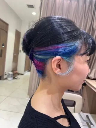 セミロング カラー ヘアアレンジ 低ダメ高明度 低ダメ高明度ハイトンのヘアスタイル