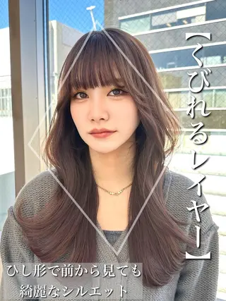 セミロング カラー 顔周り特化/韓国ヘア /レイヤー/吉野幸大のヘアスタイル