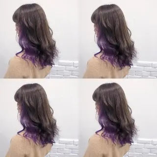 セミロング カラー ヘアアレンジ TAKUMAブリーチ /切りっぱなし🪽のヘアスタイル