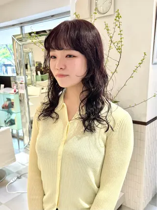 ロング カラー パーマ デジタルパーマ 🌀ボブ　萩原　龍のヘアスタイル