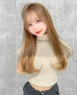 ロング カラー ヘアアレンジ レイヤー/髪質改善 縮毛/ハッシュカットのヘアスタイル