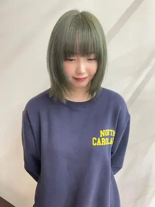 ミディアム カラー カットモデル/ ハイトーン/ゆうあのヘアスタイル
