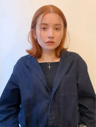 セミロング カラー 落合希 Olivebeigeのヘアスタイル