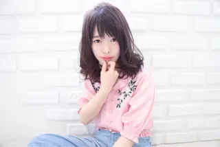 カラー コテ巻き風パーマ SHONOのヘアスタイル