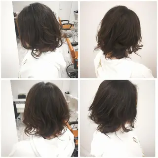 ミディアム パーマ 酸性ストレート／カラ ー/山下高明のヘアスタイル