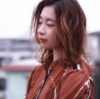 ミディアム カラー 髪質改善・縮毛矯正/ 下村陽平のヘアスタイル