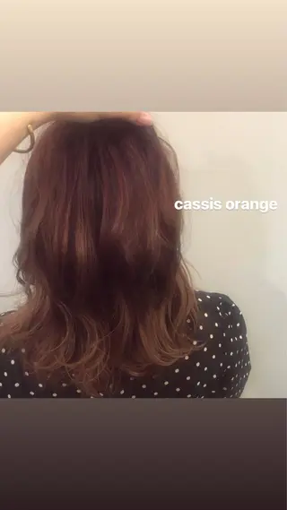 セミロング カラー ヘアアレンジ ゆ ずのヘアスタイル
