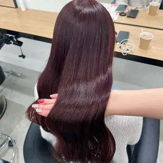 ロング カラー 💗愛され暖色💗 ピンク/レッド💗のヘアスタイル