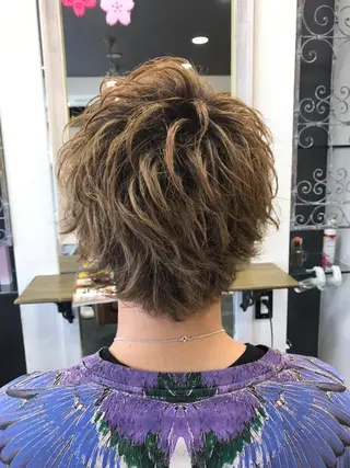 ミディアム カラー パーマ メンズ イシイ リョウヘイのヘアスタイル