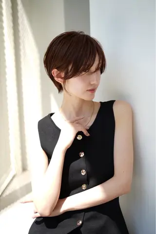 ショート 透明感カラー/伊藤 陸/soigneのヘアスタイル