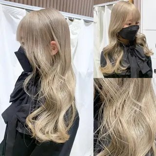 セミロング カラー 🤍ハイトーンカラー 緒方 柚衣🤍のヘアスタイル