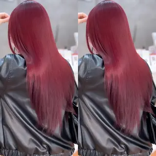 ロング カラー ブリーチなしピンク 赤井龍斗のヘアスタイル