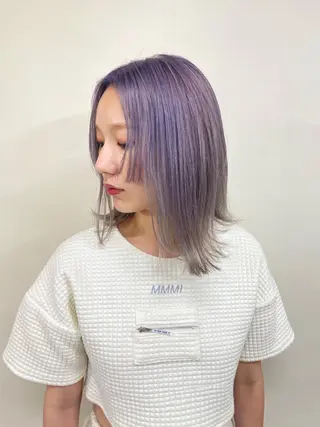 ミディアム カラー レイヤーウルフ エクステ磯部のヘアスタイル