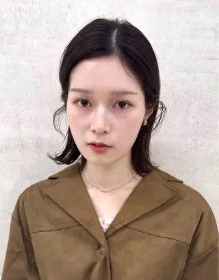 セミロング 福岡美容師 透明感カラーのヘアスタイル