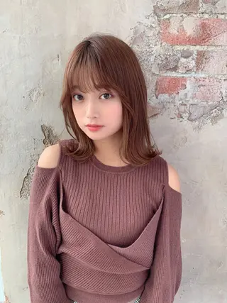 ミディアム カラー 新宿✨顔周りカット 韓国ヘア/坂本亜裟海のヘアスタイル