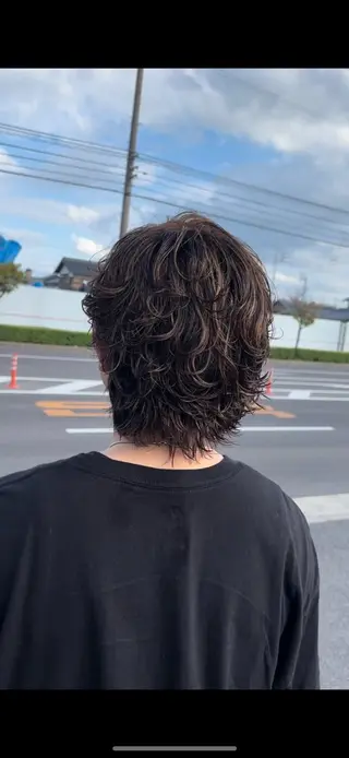 ミディアム パーマ メンズ 米谷 理玖のヘアスタイル