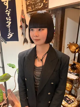 ショート ボブパーマ/レイヤー ヒロモトアサカのヘアスタイル