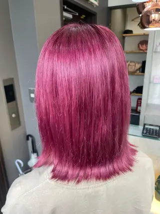 ミディアム カラー ブリーチなしWカラー ヘアセット菜希のヘアスタイル