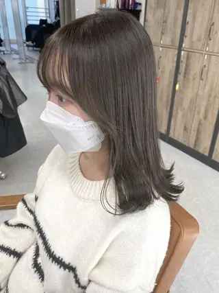 セミロング カラー ヘアアレンジ 🌷FUKA🌷 まろやかハイトーンのヘアスタイル