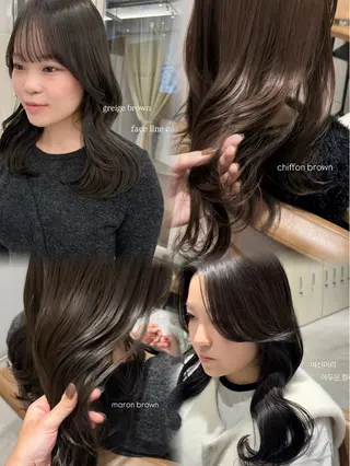 セミロング カラー むく。/顔周りカット /透明感カラーのヘアスタイル