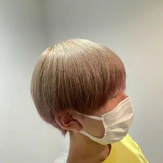 ショート カラー メンズ 🧸赤み消し🐾 ラベンダ/ミルクティのヘアスタイル