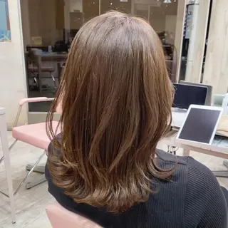 ミディアム カラー 顔まわりカット🌟 くびれヘア/寺門遥輝のヘアスタイル