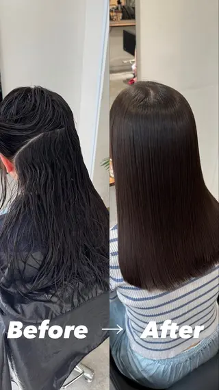 セミロング 縮毛矯正/森脇龍星 🌿河原町市役所前のヘアスタイル