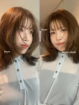 ミディアム 🩶透明感カラー×レ イヤー/miho🩶のヘアスタイル