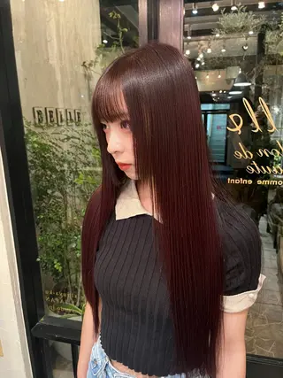 ロング カラー りく レイヤーカット ケアブリーチのヘアスタイル