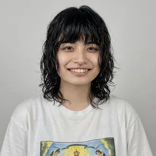 セミロング パーマ 駒沢 聡のヘアスタイル