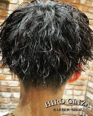 ミディアム パーマ ヘアアレンジ メンズ ヒロ銀座 石川 昂のヘアスタイル